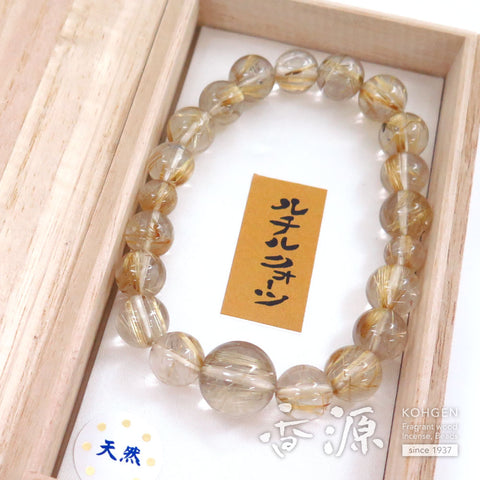 Rutile (crystal with gold thread) 11mm beads 18 beads bracelet, limited edition