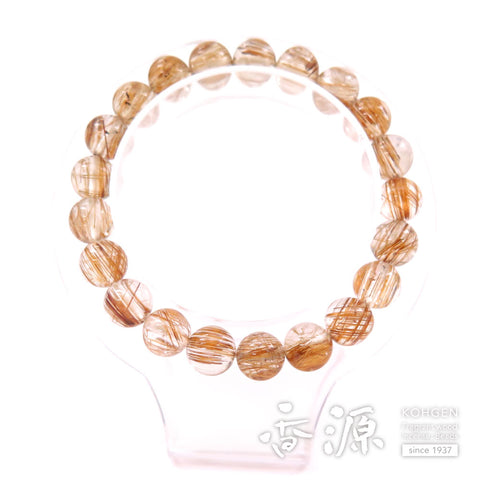 Rutile Quartz (Gold Wire) 9mm Bead, 21-Bead Bracelet, Straight, Limited Edition B