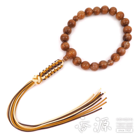 Men's prayer beads, copper rutilated quartz, 20 beads