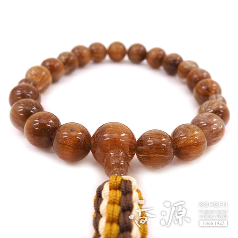 Men's prayer beads, copper rutilated quartz, 20 beads