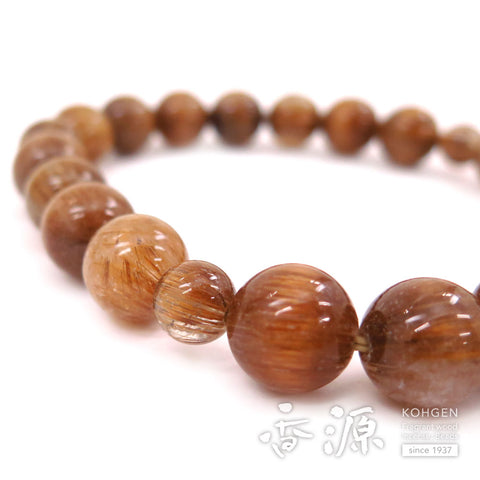 Men's prayer beads, copper rutilated quartz, 20 beads