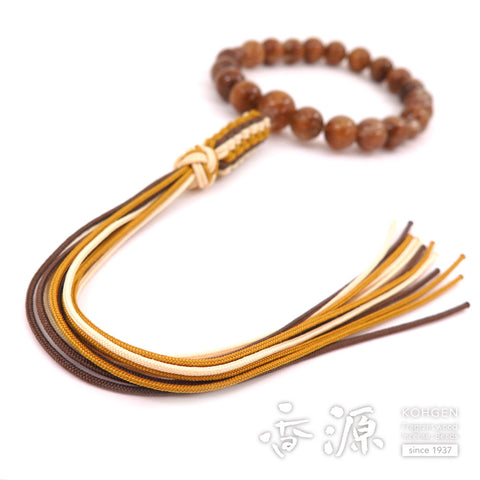 Men's prayer beads, copper rutilated quartz, 20 beads