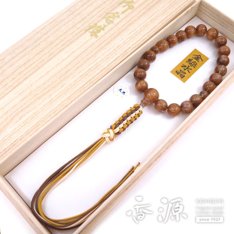 Men's prayer beads, copper rutilated quartz, 20 beads