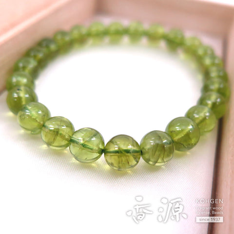Peridot 8mm Bead, 25-Bead Bracelet, Straight, Limited Edition