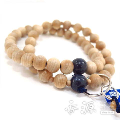 Men's Prayer Beads, Japanese Cherry Wood, Jodo Sect, Sanman Jodo Style, Sodalite Finish