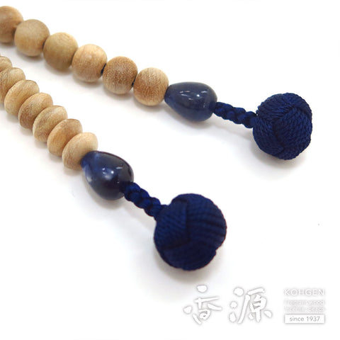 Men's Prayer Beads, Japanese Cherry Wood, Jodo Sect, Sanman Jodo Style, Sodalite Finish