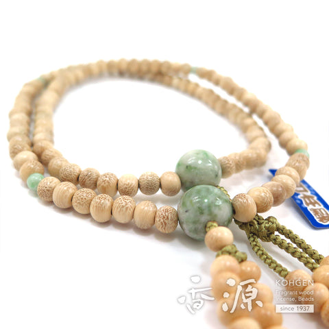 Men's prayer beads, holly, Dushan jade, Nichiren sect