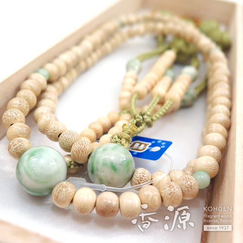 Men's prayer beads, holly, Dushan jade, Nichiren sect