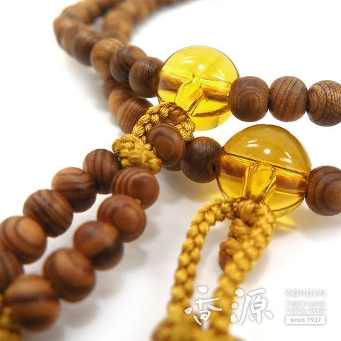 Women's prayer beads, Yakusugi, citrine, Nichiren sect