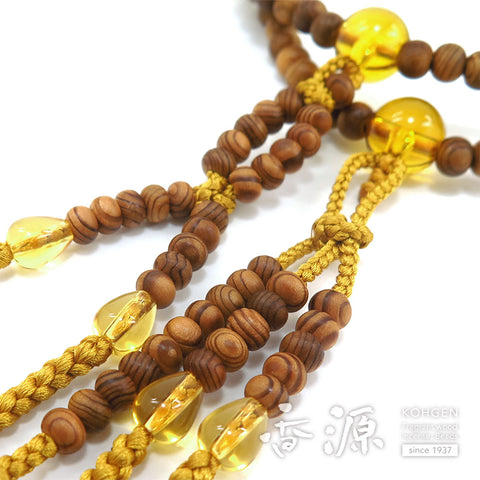 Women's prayer beads, Yakusugi, citrine, Nichiren sect
