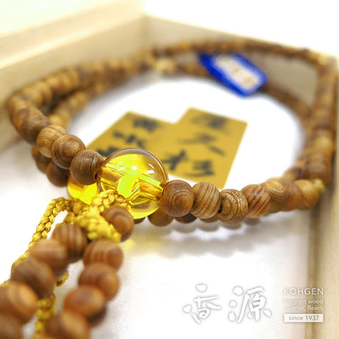 Women's prayer beads, Yakusugi, citrine, Nichiren sect
