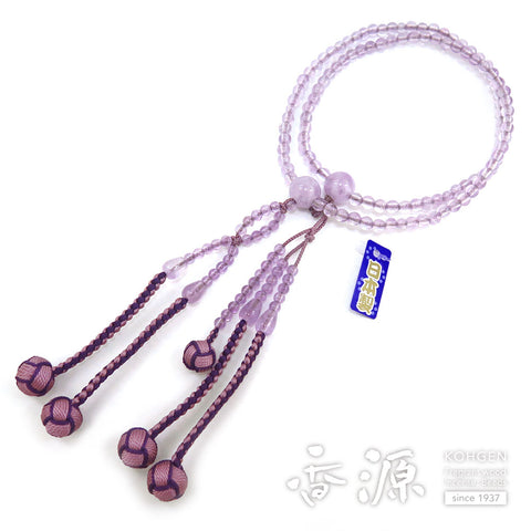 Women's prayer beads, lavender amethyst, Nichiren sect