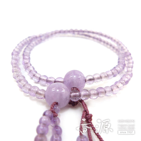 Women's prayer beads, lavender amethyst, Nichiren sect