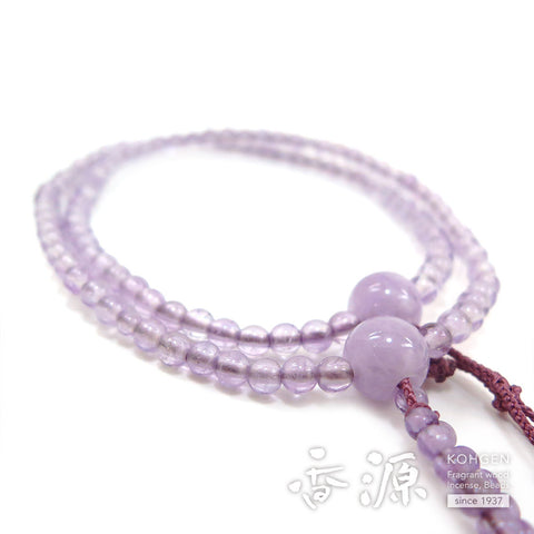 Women's prayer beads, lavender amethyst, Nichiren sect