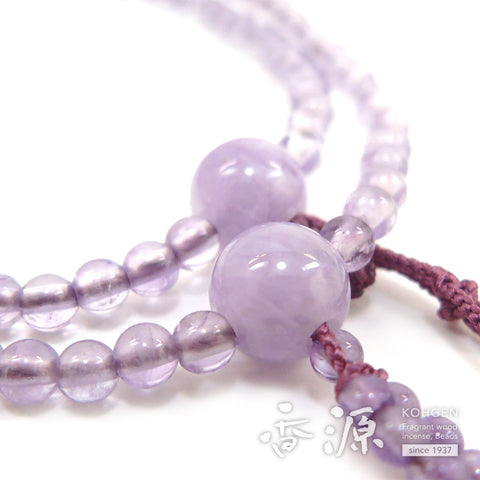 Women's prayer beads, lavender amethyst, Nichiren sect
