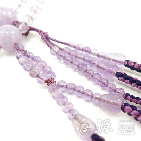 Women's prayer beads, lavender amethyst, Nichiren sect