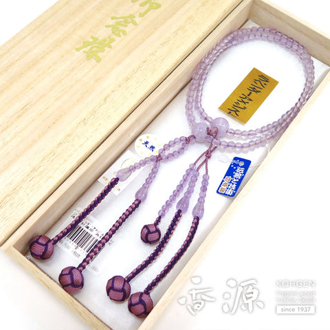 Women's prayer beads, lavender amethyst, Nichiren sect