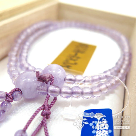 Women's prayer beads, lavender amethyst, Nichiren sect
