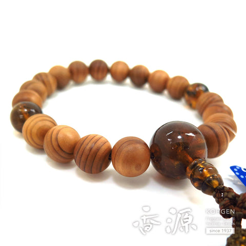 Men's prayer beads, Yakusugi, blue amber finish
