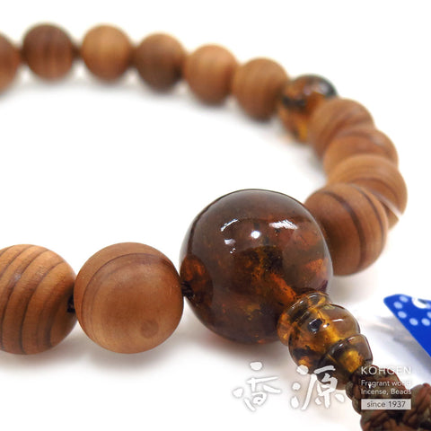 Men's prayer beads, Yakusugi, blue amber finish