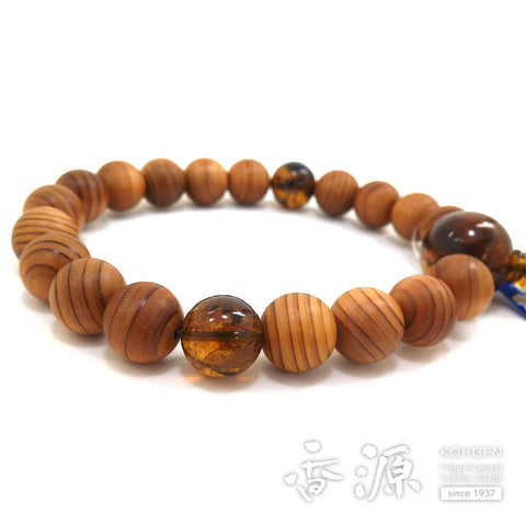 Men's prayer beads, Yakusugi, blue amber finish