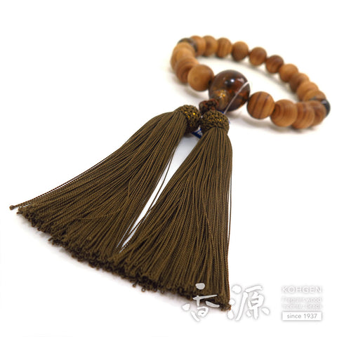 Men's prayer beads, Yakusugi, blue amber finish