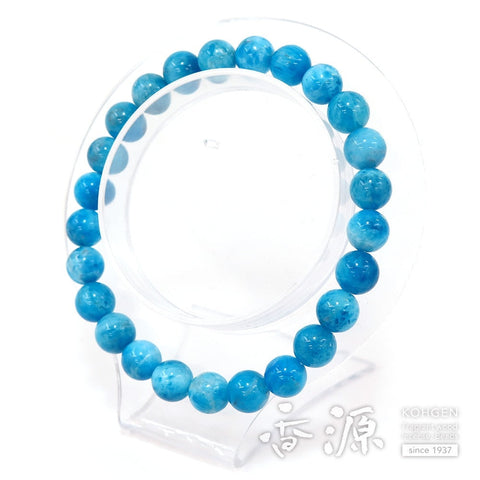 Blue Apatite 8mm bead bracelet, straight