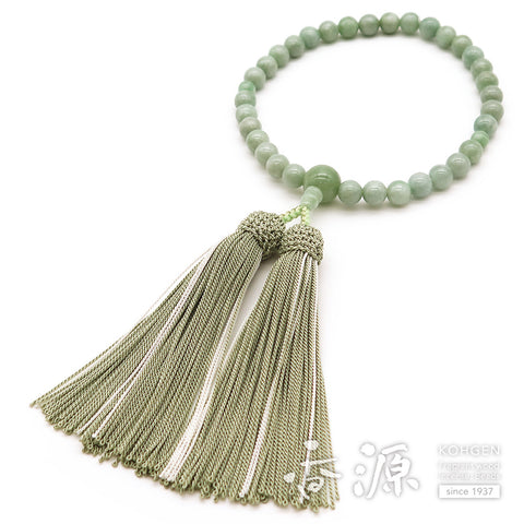 Women's Burmese Jade Prayer Beads, 8mm Bead, Uniform Finish