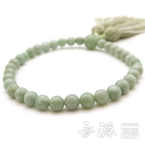 Women's Burmese Jade Prayer Beads, 8mm Bead, Uniform Finish