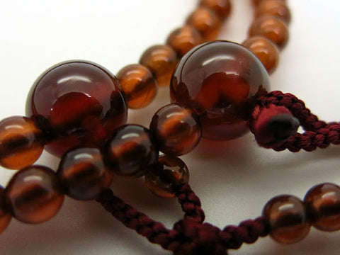Women's African Garnet Prayer Beads, 5mm Bead, Crimson Tassel