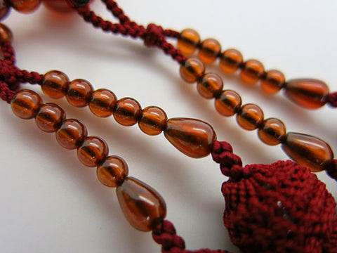 Women's African Garnet Prayer Beads, 5mm Bead, Crimson Tassel