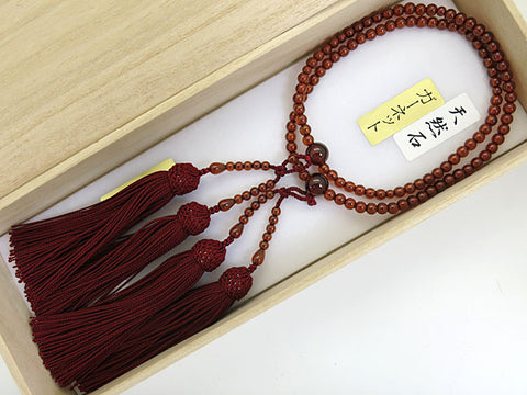 Women's African Garnet Prayer Beads, 5mm Bead, Crimson Tassel