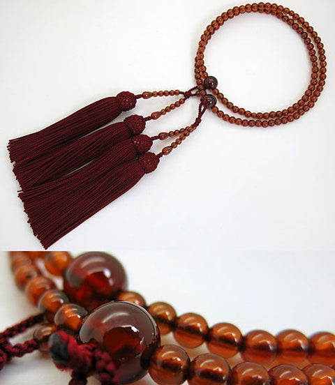 Women's African Garnet Prayer Beads, 5mm Bead, Crimson Tassel