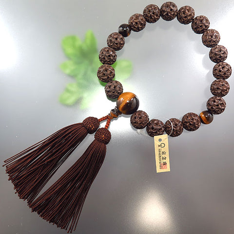 Men's Prayer Beads, Boxwood, Cloisonné Carving