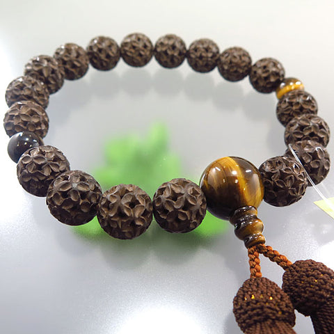 Men's Prayer Beads, Boxwood, Cloisonné Carving