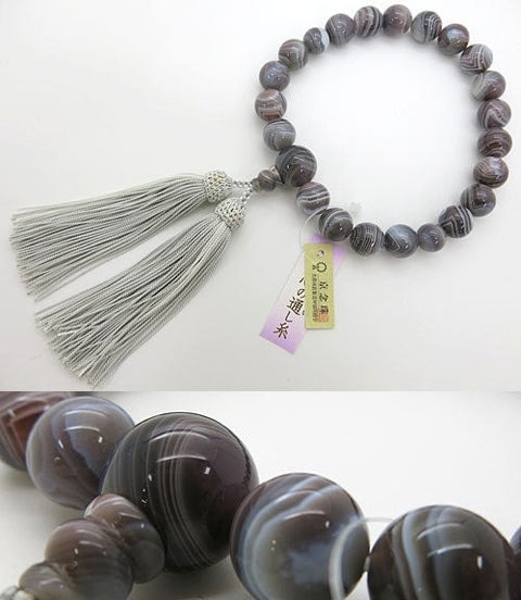 Men's Prayer Beads, Gray Striped Agate, 22 Beads, Limited Edition