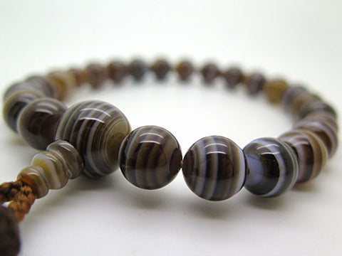 Men's prayer beads, brown striped agate, item h