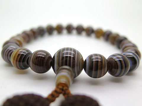Men's prayer beads, brown striped agate, item h