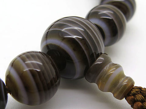 Men's prayer beads, brown striped agate, item h