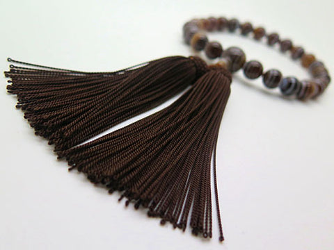 Men's prayer beads, brown striped agate, item h