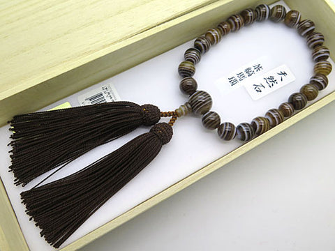 Men's prayer beads, brown striped agate, item h