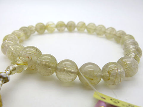 Men's prayer beads, rutilated quartz