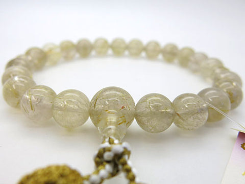 Men's prayer beads, rutilated quartz