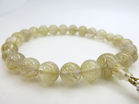 Men's prayer beads, rutilated quartz
