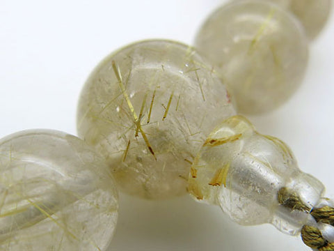 Men's prayer beads, rutilated quartz