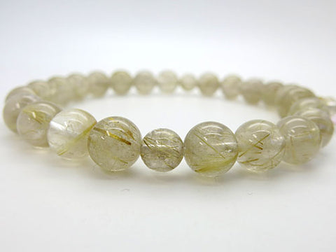 Men's prayer beads, rutilated quartz