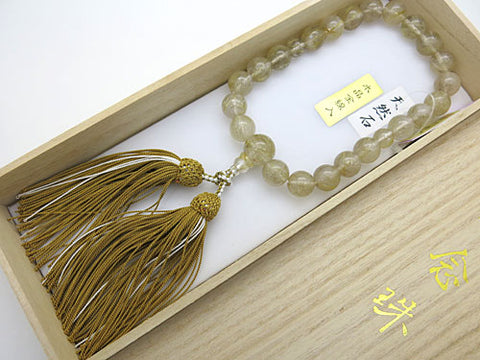 Men's prayer beads, rutilated quartz