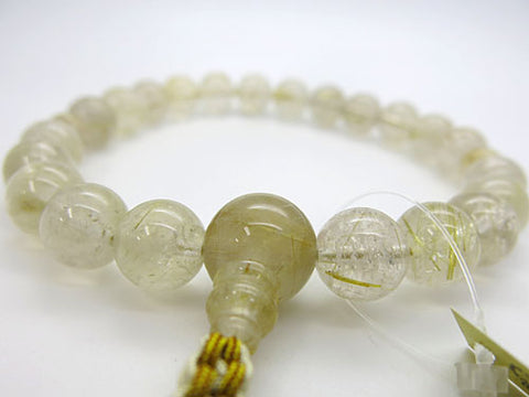 Men's prayer beads, rutilated quartz, cord tassel