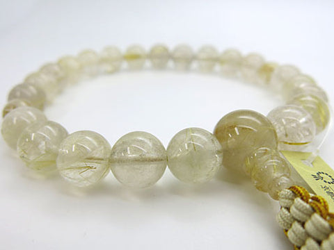 Men's prayer beads, rutilated quartz, cord tassel