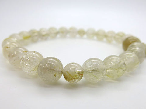 Men's prayer beads, rutilated quartz, cord tassel